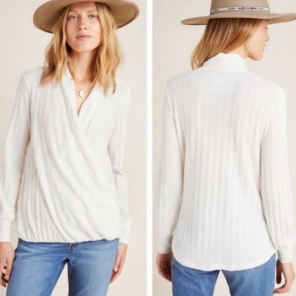 Anthropologie Maeve Rafela Hacci Surplice Top